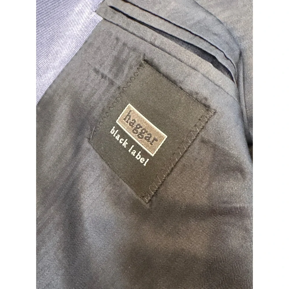 Haggar Black Label Mens 3 Button Blazer Sport Coat Slate Blue Jacket